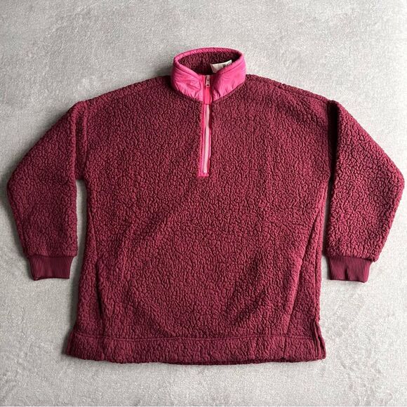 Aerie Fluffy Sherpa Colorblock Quarter Zip Pullover - Picture 1 of 9